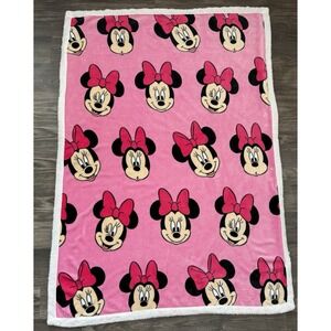 Disney Mini Mouse Throw Plush Blanket Sherpa Pink 44x60 Valentines Cozy